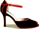 Neo Tango - Black Suede  with Red Trim