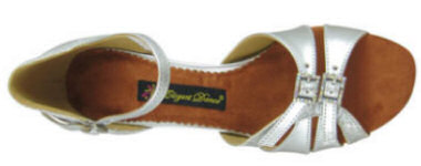 argentine tango shoes-Natural Spin Professional NS-M1131-07 (adjustable)-Silver Color & Glitter (Top View)