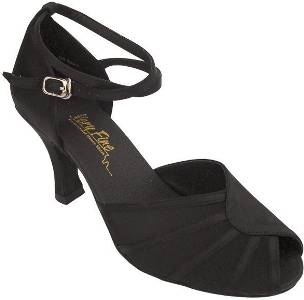 argentine tango shoes-Very Fine Dance Shoes-VF 6018-Black Satin & Black Mesh
