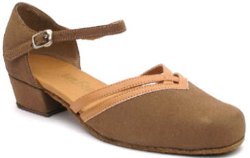 argentine tango shoes-Very Fine Dance Shoes-VF 8881-Brown Nubuck & Beige Brown Trim