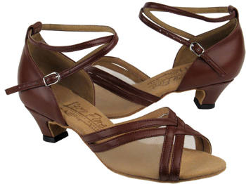 argentine tango shoes-Very Fine Dance Shoes-VF S9204-Dark Tan Leather 1.2 inch cuban heel