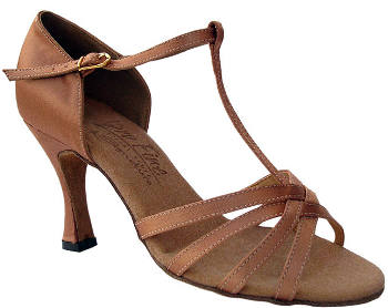 argentine tango shoes-Very Fine Dance Shoes- VF S9235-Tan Satin 1.3` cuban