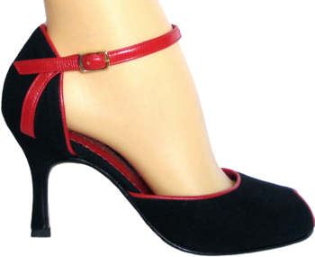 Neo Tango - Black Suede with Red Trim 