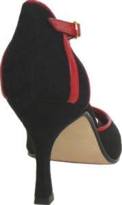 argentine tango shoes-Neo Tango - Black Suede  with Red Trim-image 5